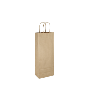 Papieren wijntas gedraaide handgreep - Bruin gestreept