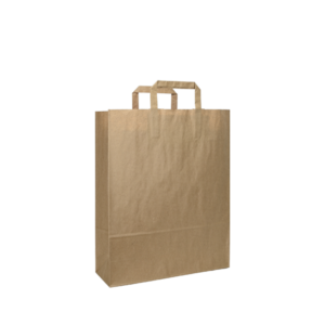 Papieren draagtas platte handgreep - Bruin gerecycled kraft