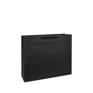 Luxe papieren draagtas - katoenen linten - omgeslagen bovenrand - Zwart