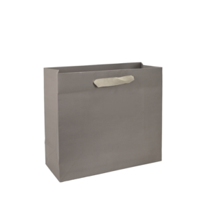Luxe papieren draagtas - katoenen linten - omgeslagen bovenrand - Taupe
