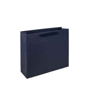 Luxe papieren draagtas - katoenen linten - omgeslagen bovenrand - Donkerblauw