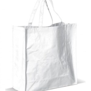 PP woven glans gelamineerde draagtas korte handgrepen - Wit - 45x18x45cm