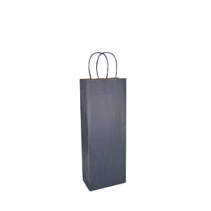 Papieren wijntas gedraaide handgreep - Blauw gestreept