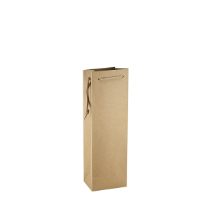 Luxe papieren wijntas katoenen koorden omgeslagen bovenrand - Bruin gerecycled