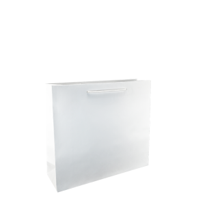 Luxe papieren draagtas katoenen koorden omgeslagen bovenrand - Wit gestreept