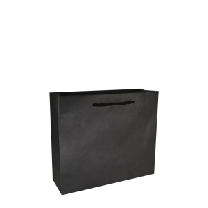 Luxe papieren draagtas katoenen koorden omgeslagen bovenrand - Zwart gerecycled