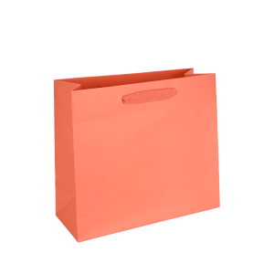 Luxe papieren draagtas - katoenen linten - omgeslagen bovenrand - Koraal