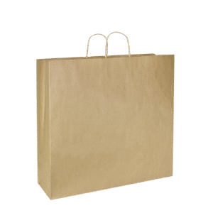 Papieren draagtas gedraaide handgreep - Bruin kraft gerecycled    Liggend model