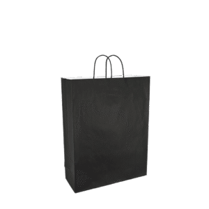 Papieren draagtas gedraaide handgreep - Zwart Staand model