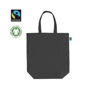 Canvas draagtas korte handgrepen - Fair Trade - Zwart - 40x42+12 cm