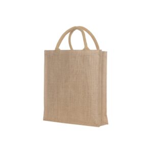 Jute draagtas gewatteerde handgrepen - Naturel - 31x9x35 cm