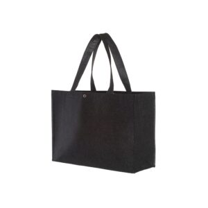 Vilten draagtas met drukknoopsluiting - Zwart - 32x10x23 cm