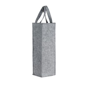 Vilten wijntas korte handgrepen - Grijs - 8,5x8,5x33 cm