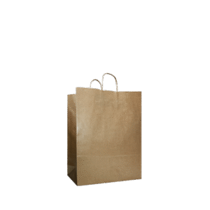 Papieren draagtas gedraaide handgreep - Bruin kraft gestreept