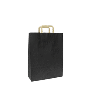 Papieren draagtas platte handgreep – Zwart gestreept - gerecycled kraft